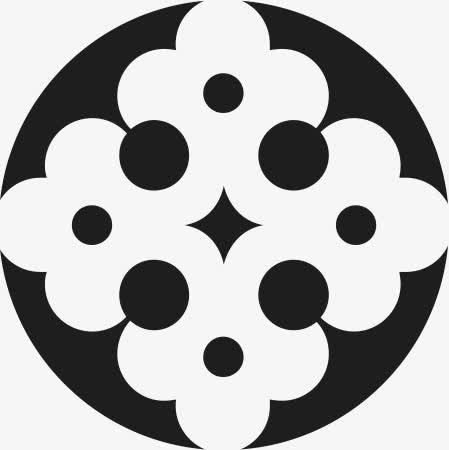 角花底纹花型对称平面图形免抠