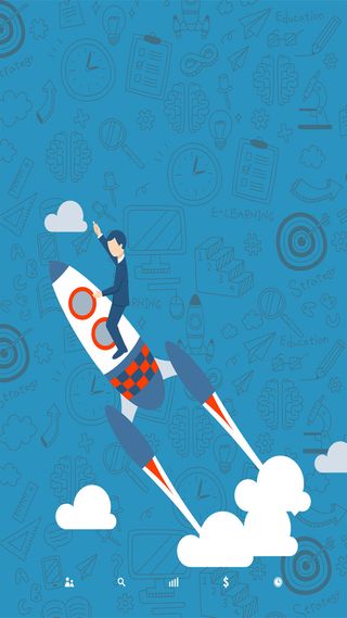 卡通创意火箭H5背景高清