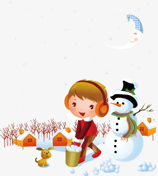 堆雪人的男孩免抠