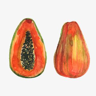 切开的黄色木瓜矢量图免抠