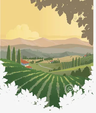 自然风光农田插画免抠