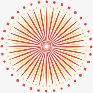 新年卡通红色烟花免抠