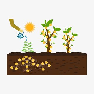 矢量创意种植金币免抠