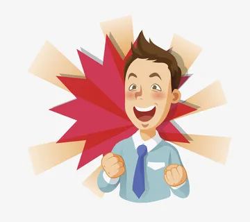 卡通中奖的男子免抠