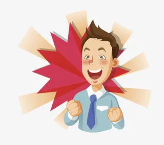 卡通中奖的男子免抠