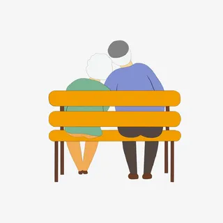 重阳节剪切画风老人背影元素免抠