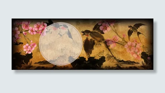 淘宝女装中国风梅花鸟背景banner