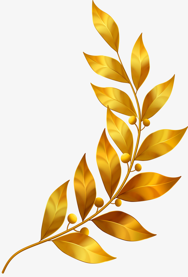 金色闪耀枝条植物免抠