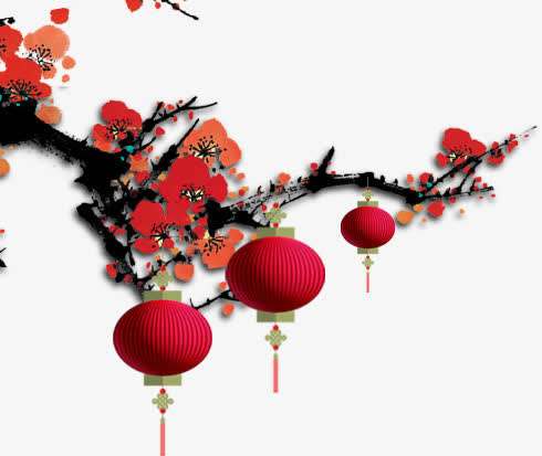梅花红色梅花中国风免抠