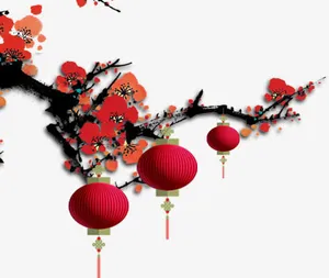 梅花红色梅花中国风免抠