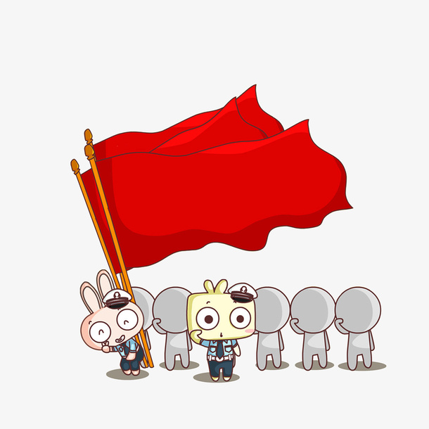 卡通举国旗敬礼的军人素材免抠