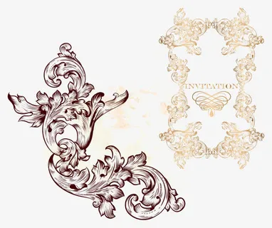 花纹烫金邀请函矢量免抠