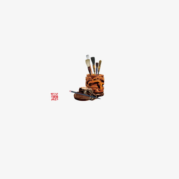 古典笔筒毛笔免抠