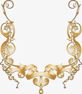 金色绸带框架免抠