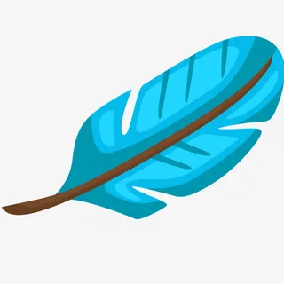 蓝色羽毛矢量插画免抠