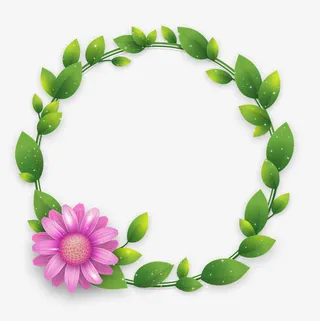 春季绿色叶子圆环免抠