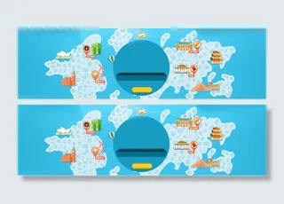 旅游卡通蓝色海报背景高清