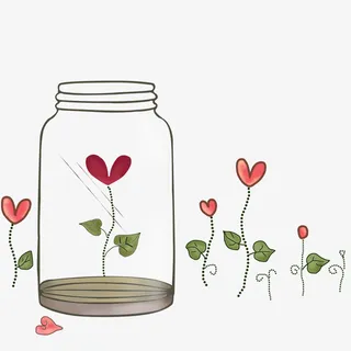 瓶子里的花朵免抠