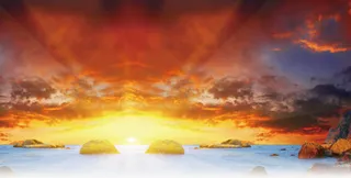 黄昏唯美海滩美景免抠