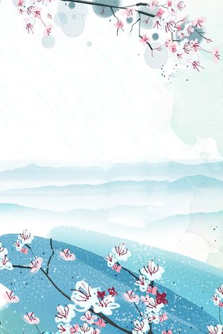 粉色桃花蓝色背景素材高清