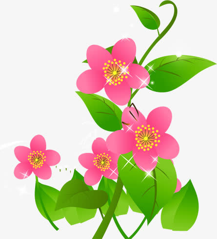 粉色花朵手绘春天装饰免抠