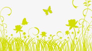 绿色花草花纹免抠