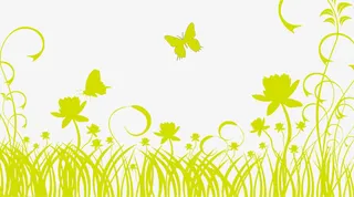 绿色花草花纹免抠