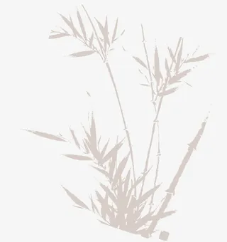 灰色竹子竹叶中国风画免抠
