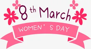 粉色清新女神节标签免抠