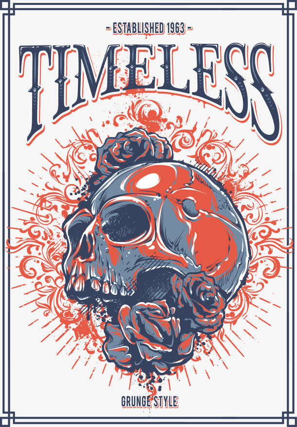 矢量手绘骷髅插画免抠