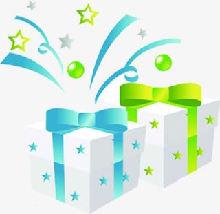 彩色星星花纹礼盒国庆免抠