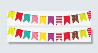 拉绳彩色小旗免抠