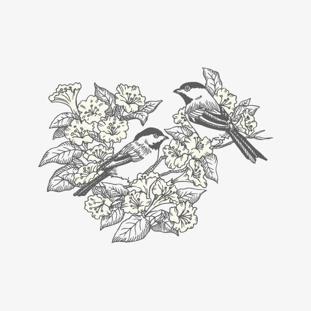 水墨花鸟免抠