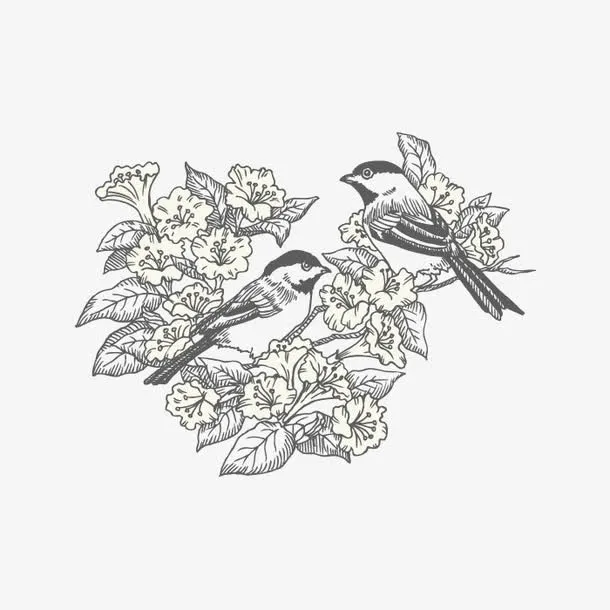 水墨花鸟免抠