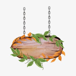 藤蔓缠绕的挂牌和铁链免抠