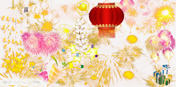 礼花灯笼免抠