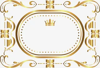 手绘金色皇冠藤蔓免抠