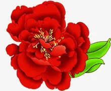 红色花朵绿叶中秋免抠