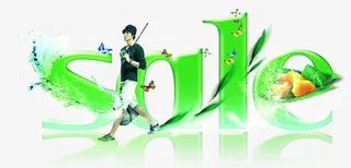 绿色春天特价促销人物字母免抠