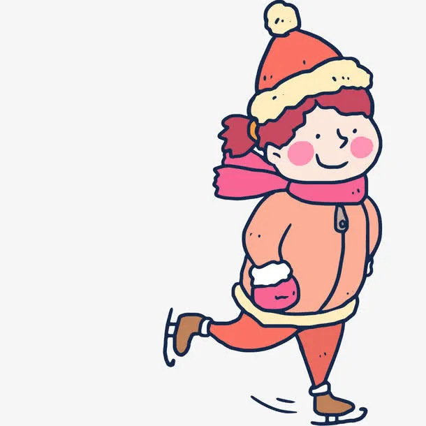 滑雪的女孩免抠