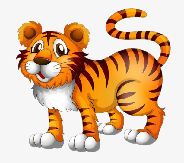 卡通霸气可爱老虎矢量素材元素PNG免抠