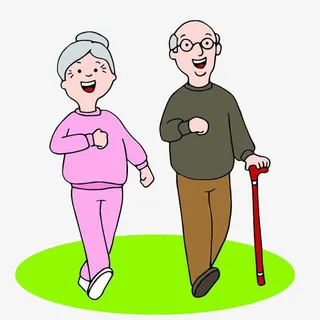 公园里散步的老人免抠