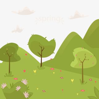 矢量春天风景图免抠