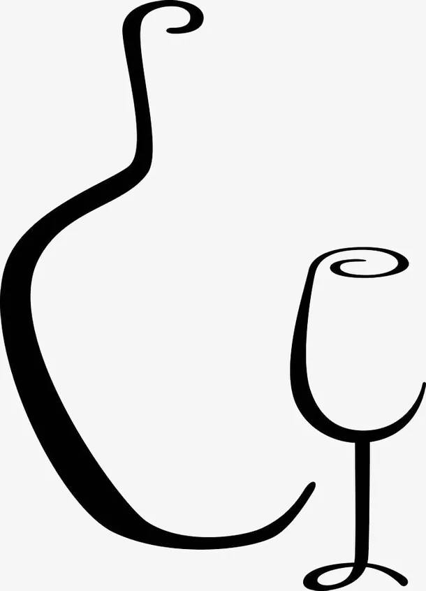 手绘简约酒杯免抠