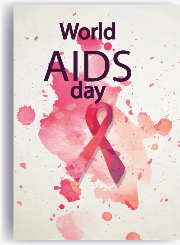 世界艾滋病日的海报，水彩splahes免抠