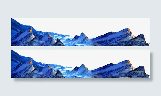 蓝色雪山山峦团队免抠