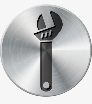 圆形银色金属拉丝活动扳手图标免抠