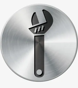 圆形银色金属拉丝活动扳手图标免抠