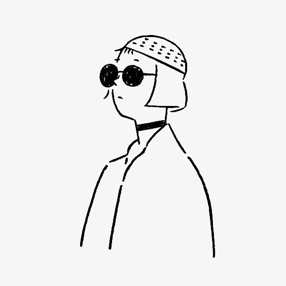 简笔画少女免抠