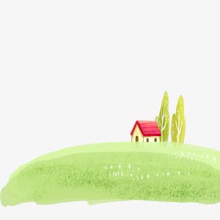 卡通草地房子免抠